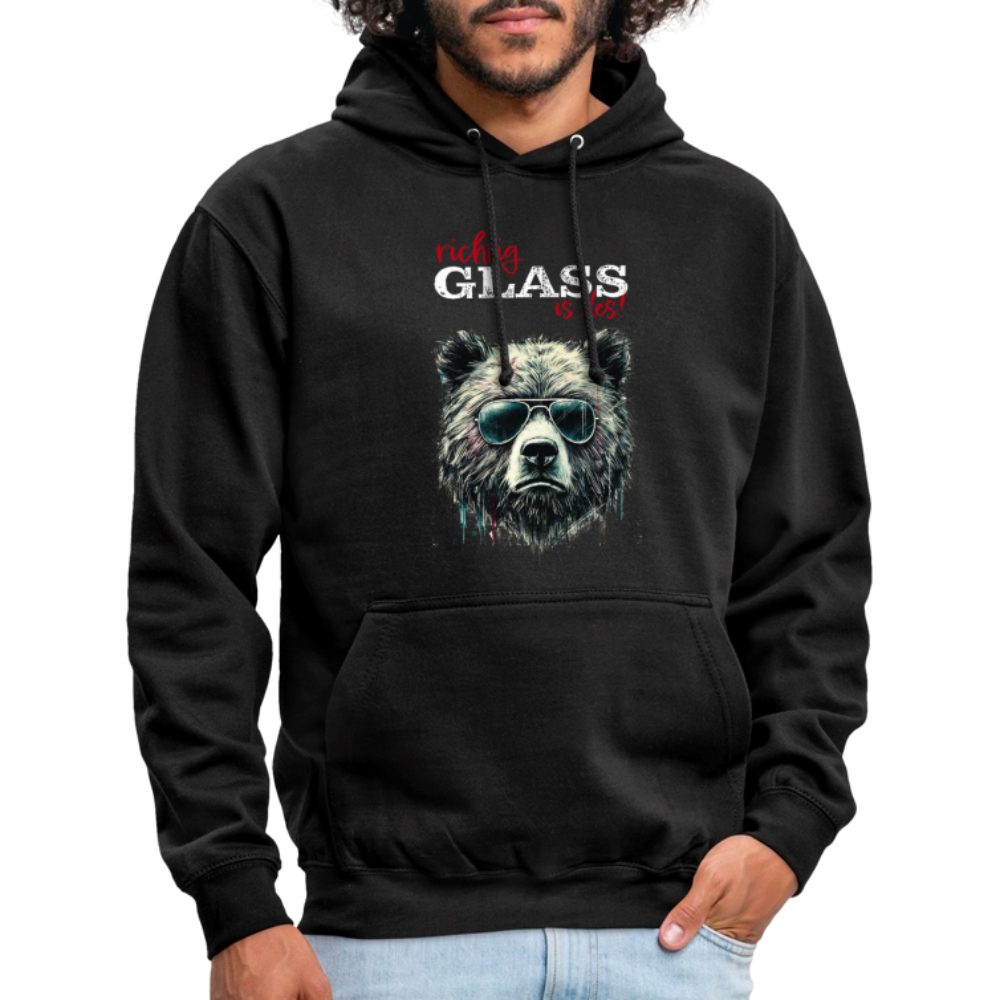 Hoodie Goldegga Style Baer mit Brille "richtig Glass" - Schwarz