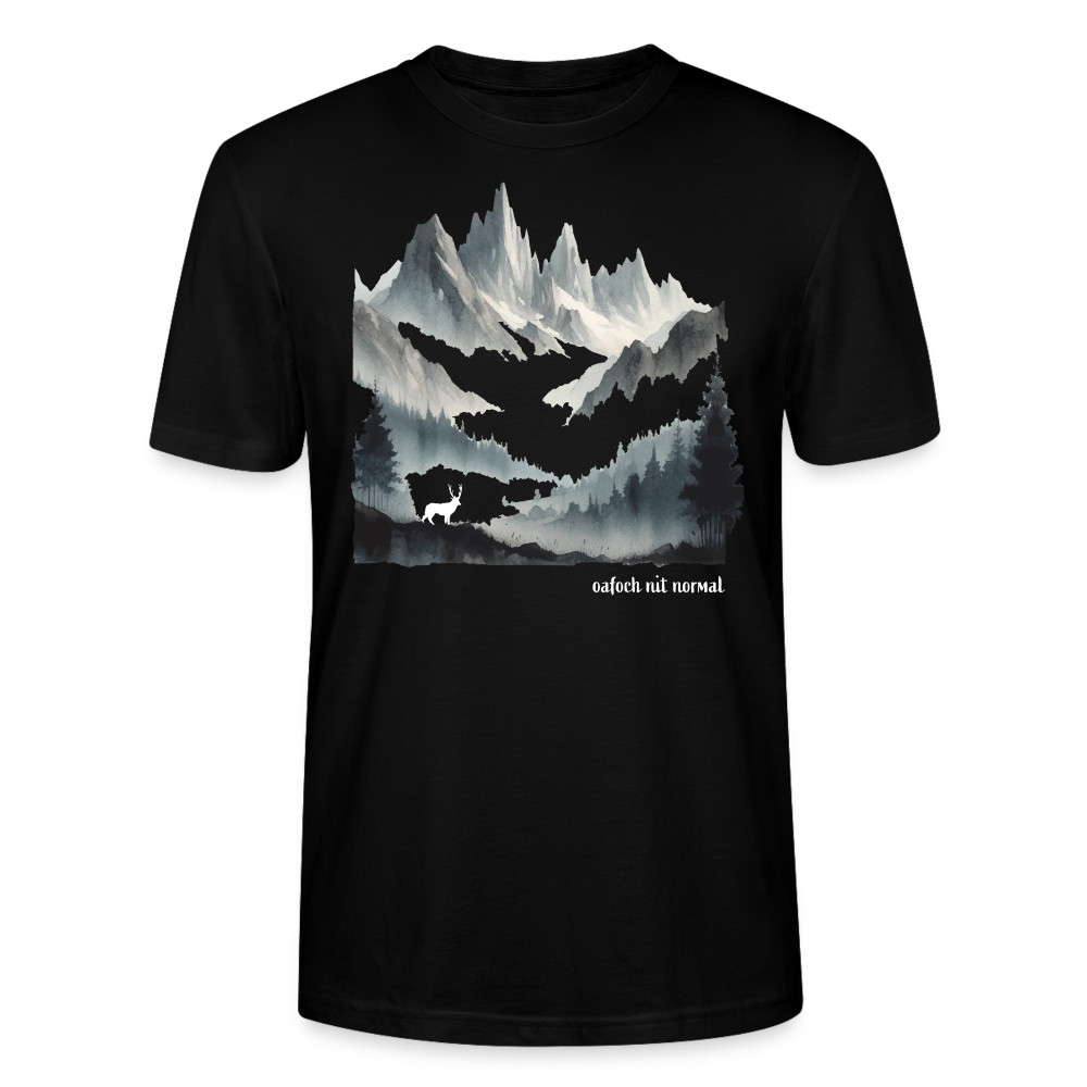 Männer Bio-T-Shirt Hirsch Alpengebirge (oafoch nit normal) - Schwarz