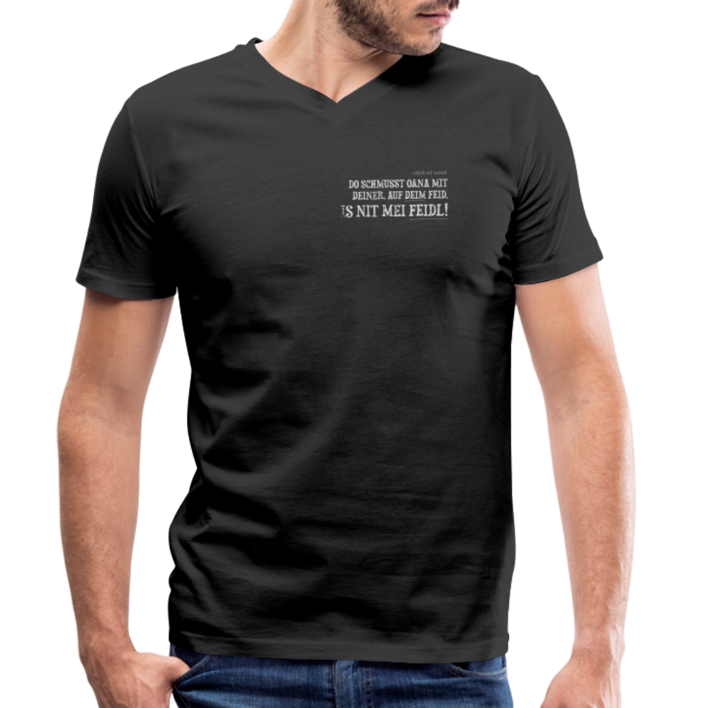 Männer Bio-T-Shirt Soizburga Style mit V-Ausschnitt IS NIT MEI FEIDL - Schwarz