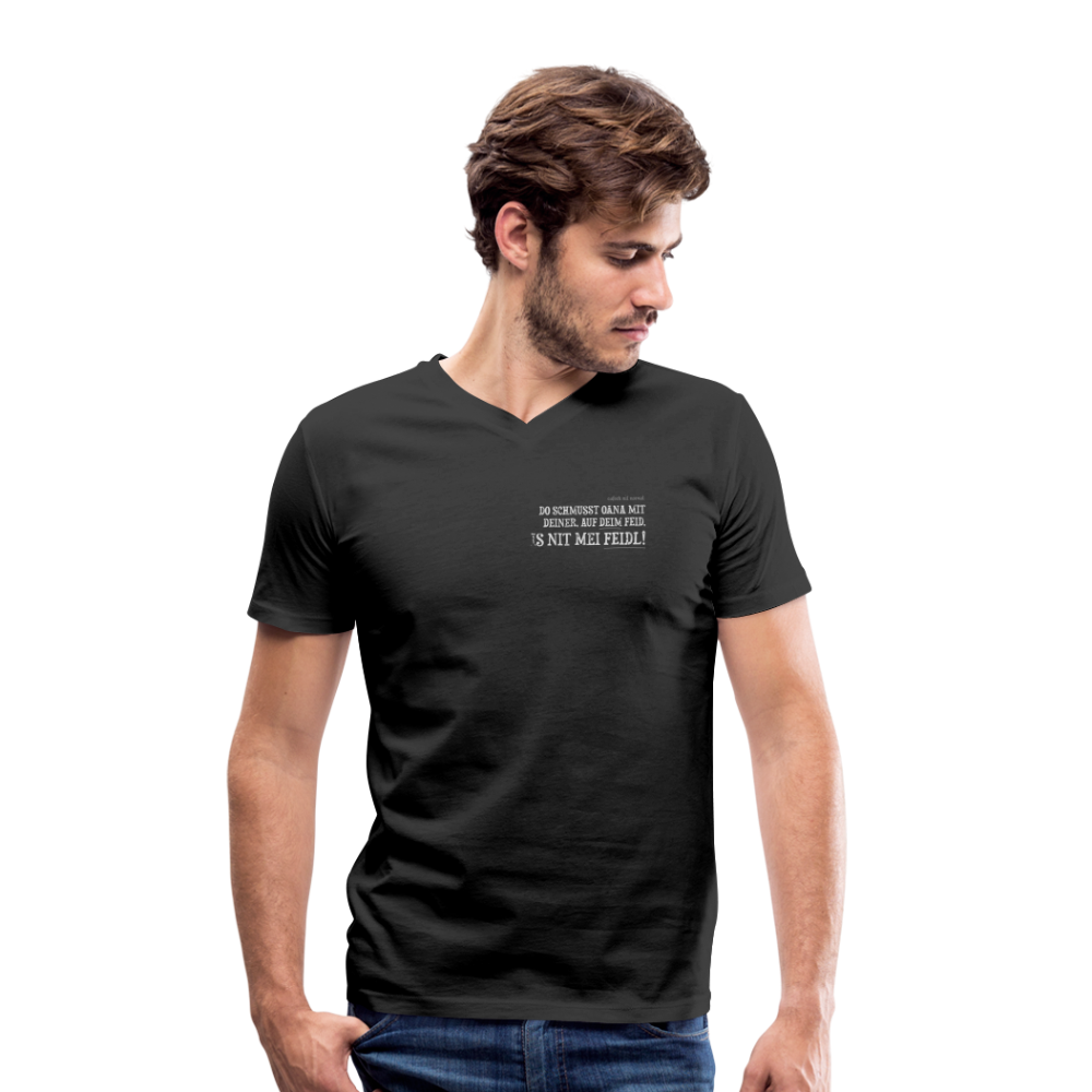 Männer Bio-T-Shirt Soizburga Style mit V-Ausschnitt IS NIT MEI FEIDL - Schwarz
