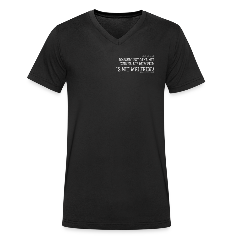 Männer Bio-T-Shirt Soizburga Style mit V-Ausschnitt IS NIT MEI FEIDL - Schwarz