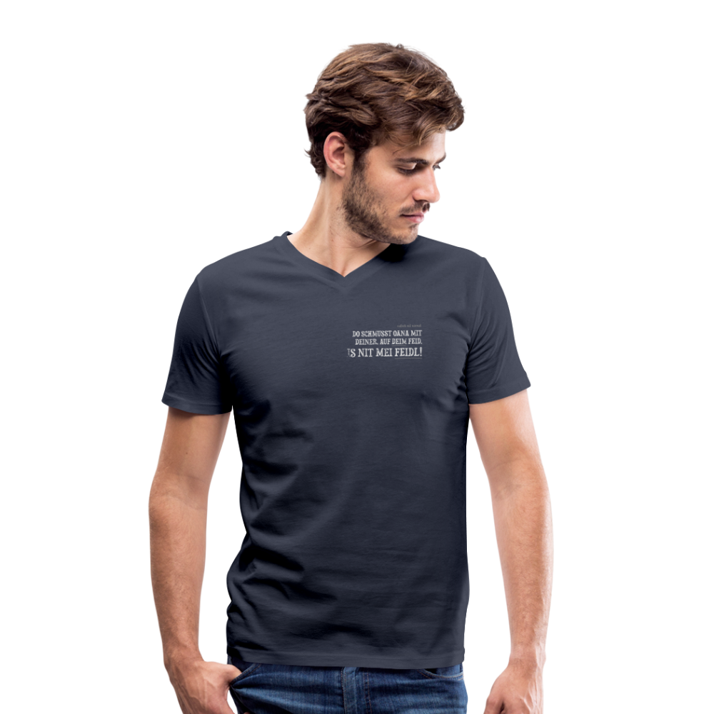 Männer Bio-T-Shirt Soizburga Style mit V-Ausschnitt IS NIT MEI FEIDL - Navy
