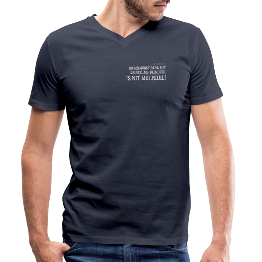 Männer Bio-T-Shirt Soizburga Style mit V-Ausschnitt IS NIT MEI FEIDL - Navy