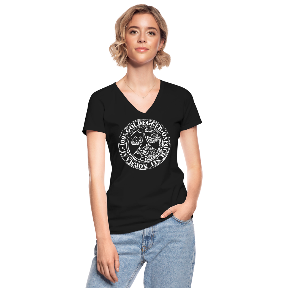 Klassisches Frauen-T-Shirt mit V-Ausschnitt 100% Goldegger - Schwarz