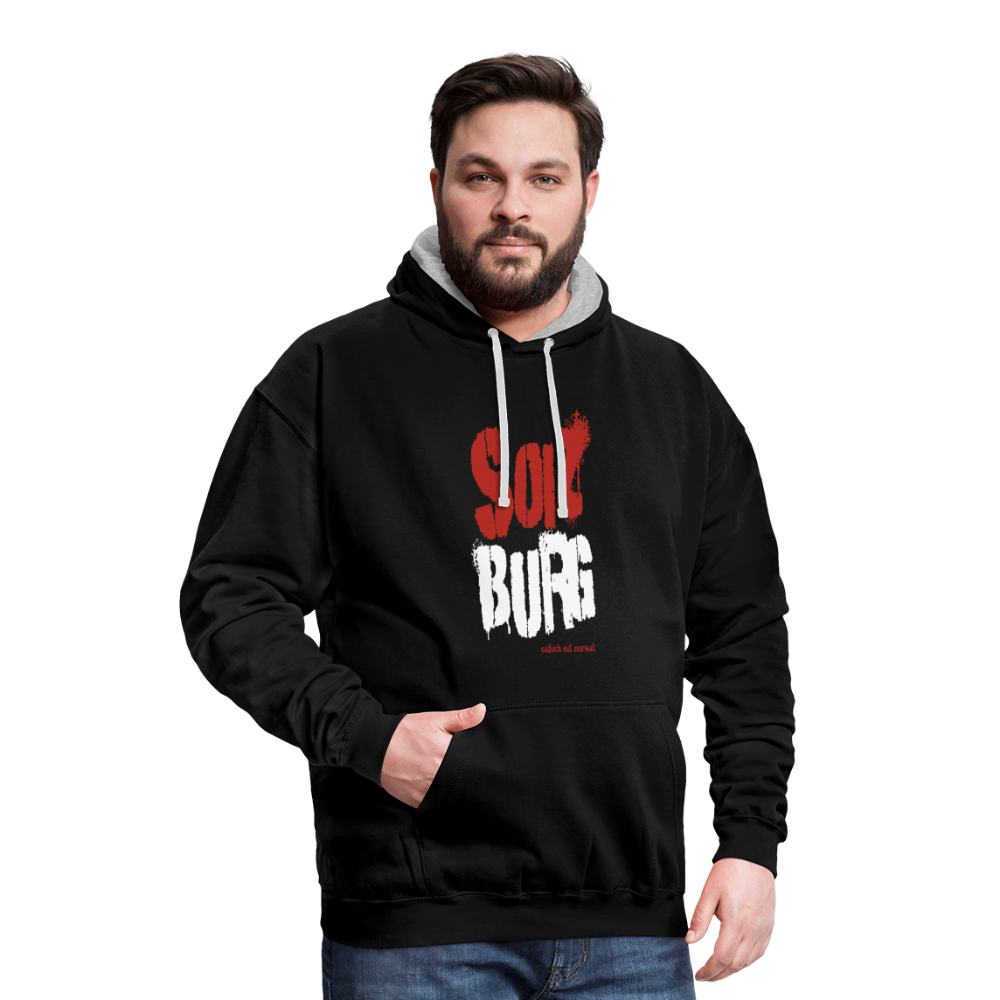 Kontrast-Hoodie Soizburger Style rot weiss rot - Schwarz/Grau meliert