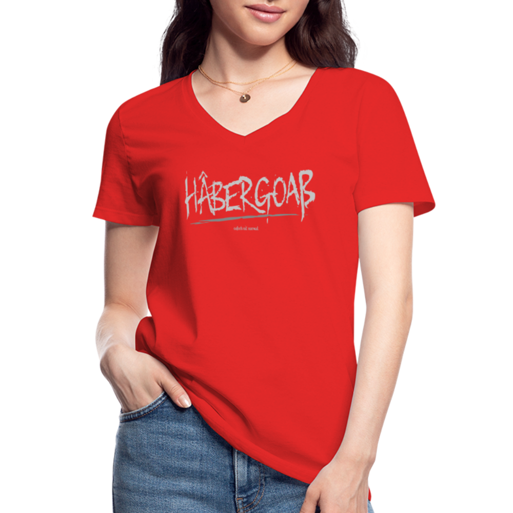 Klassisches Damen Frauen-T-Shirt mit V-Ausschnitt "Hobergoass" Goldegger Style - Rot