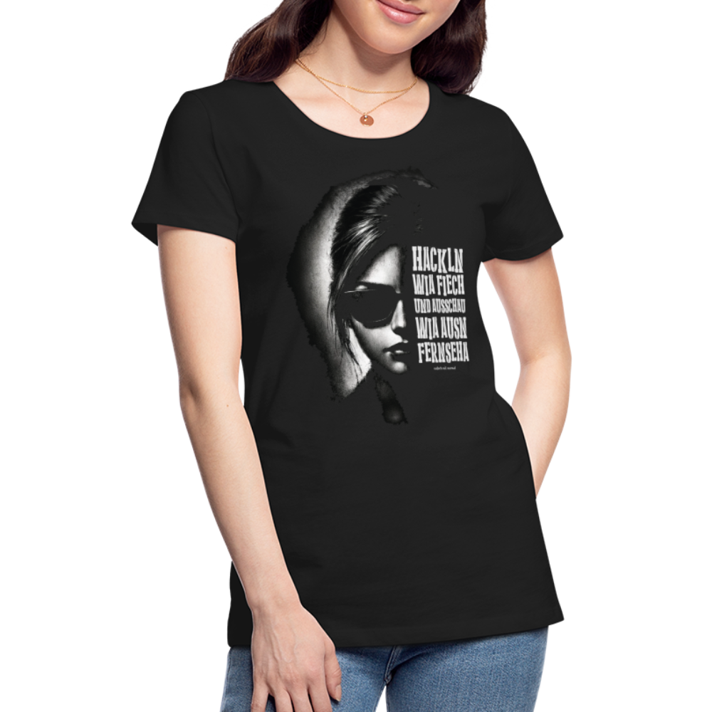 Frauen Premium T-Shirt "Soizburga Style" Hackln wia fiech - Schwarz