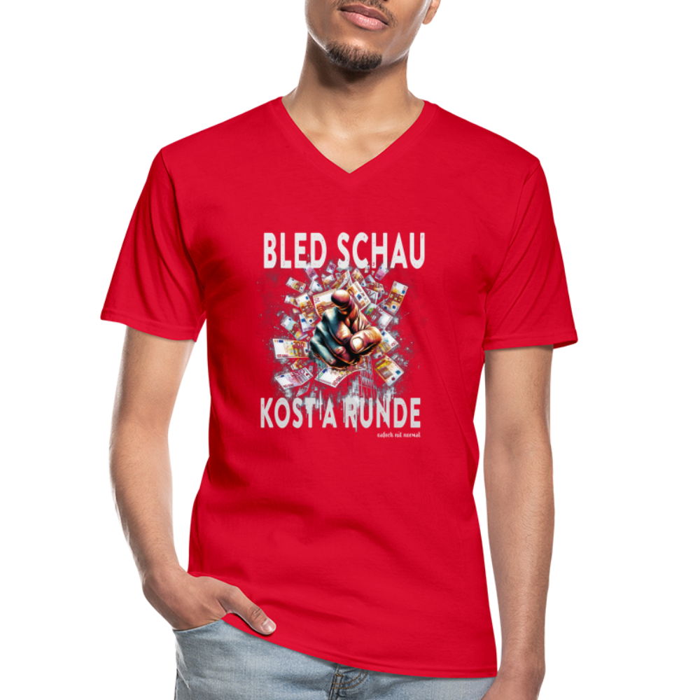 Klassisches Männer-T-Shirt mit V-Ausschnitt Soizburga Style Bled Schau kost a Runde - Rot