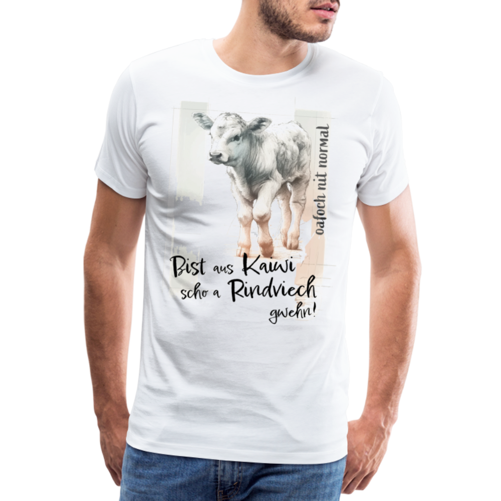 Männer Premium T-Shirt Soizburga Style "Kalb Rindvieh" - weiß