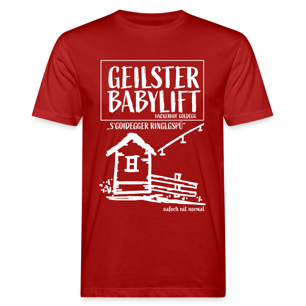 Männer Bio-T-Shirt geilster Übungslift "Babylift" - Dunkelrot