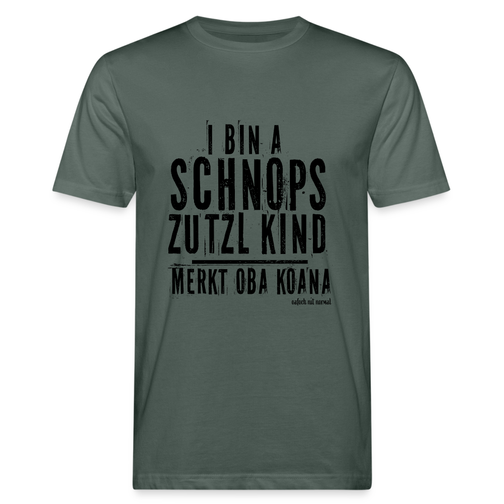 Männer Bio-T-Shirt Schnopszutzl Kind - Graugrün