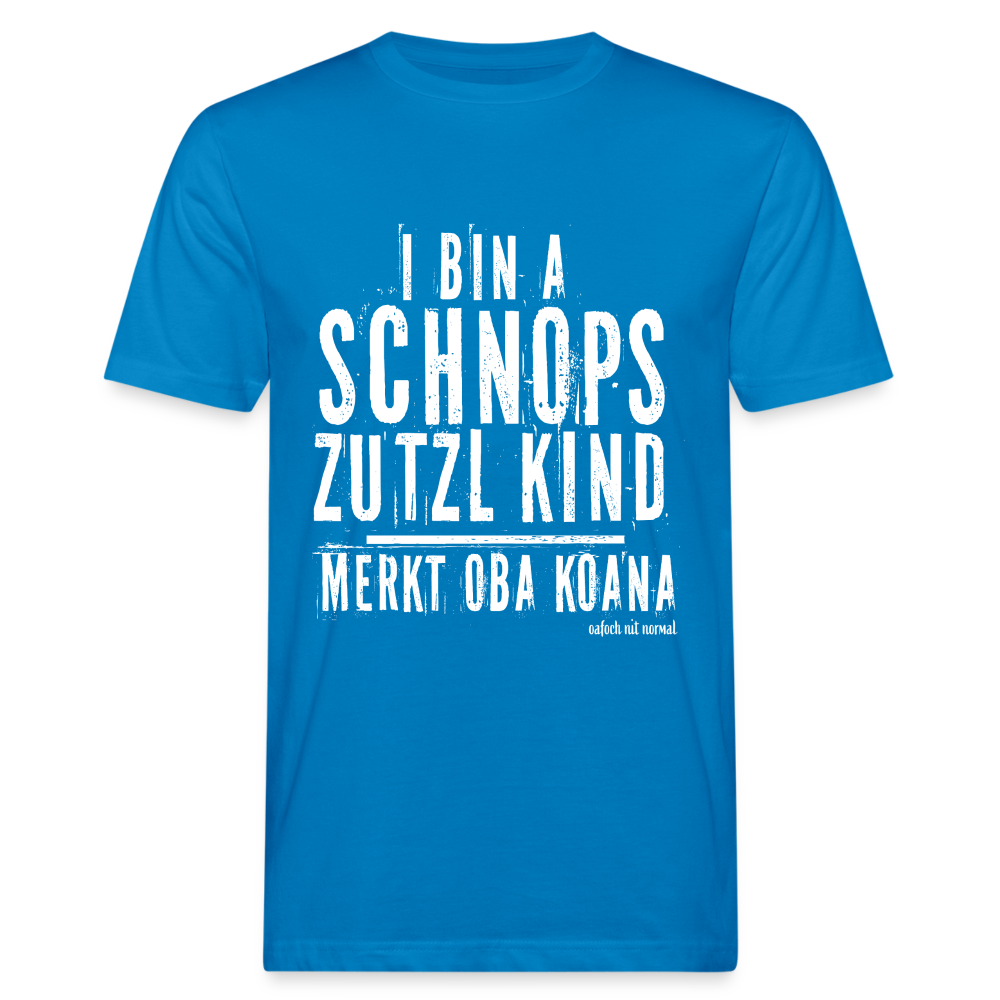 Männer Bio-T-Shirt Schnaps Zutzl Kind - Pfauenblau