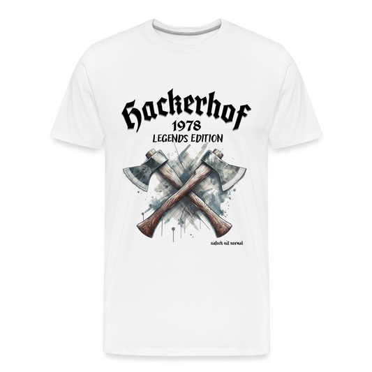 Männer Premium Bio T-Shirt Hackerhof Legends Edition - weiß