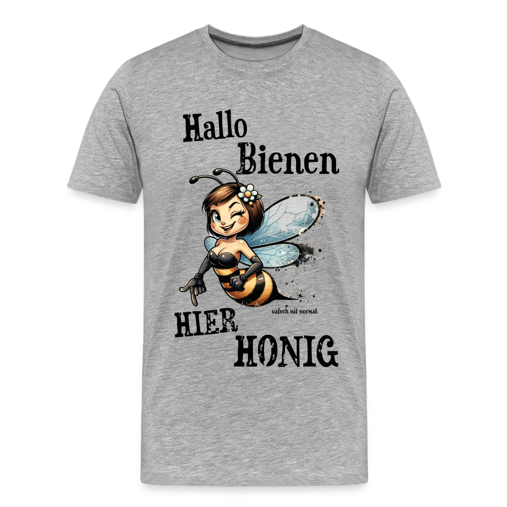 Männer Premium Bio T-Shirt Hallo Bienen hier Honig Soizburga Style - Grau meliert