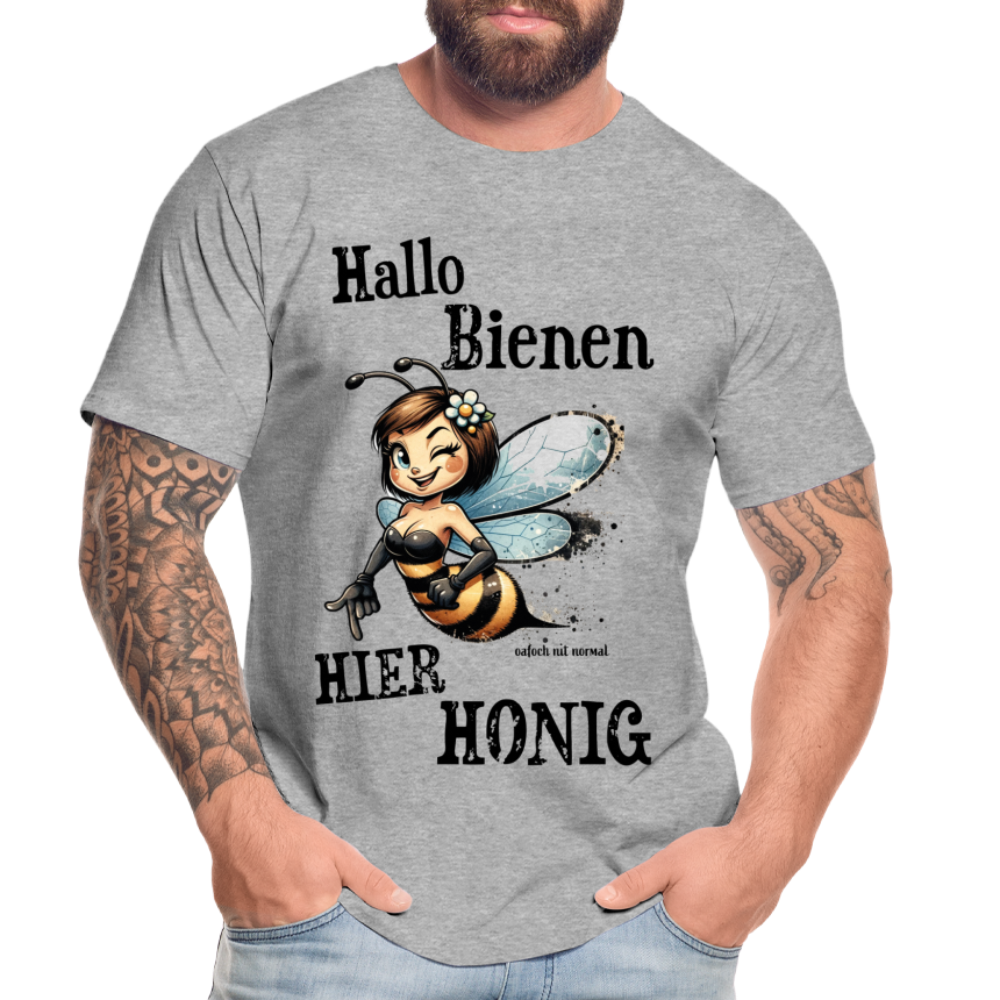 Männer Premium Bio T-Shirt Hallo Bienen hier Honig Soizburga Style - Grau meliert