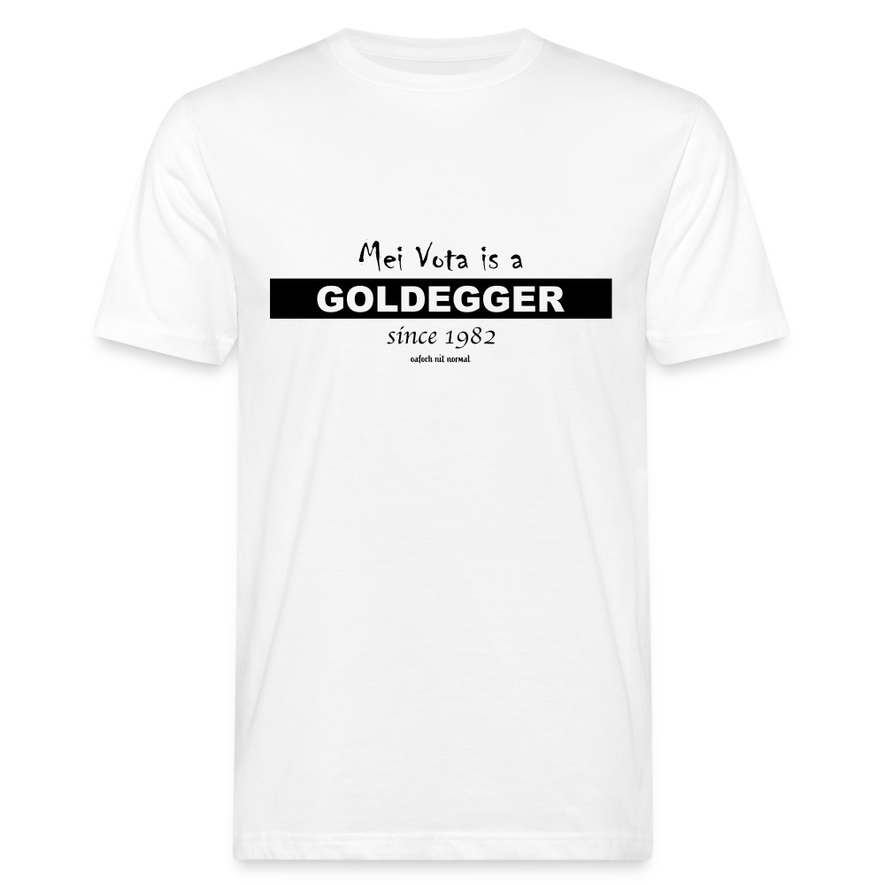 Männer Bio-T-Shirt Mei Vota is a Goldegg er - weiß