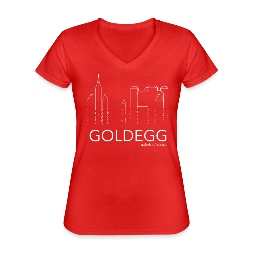 Klassisches Frauen-T-Shirt mit V-Ausschnitt Skyline Goldegg - Rot