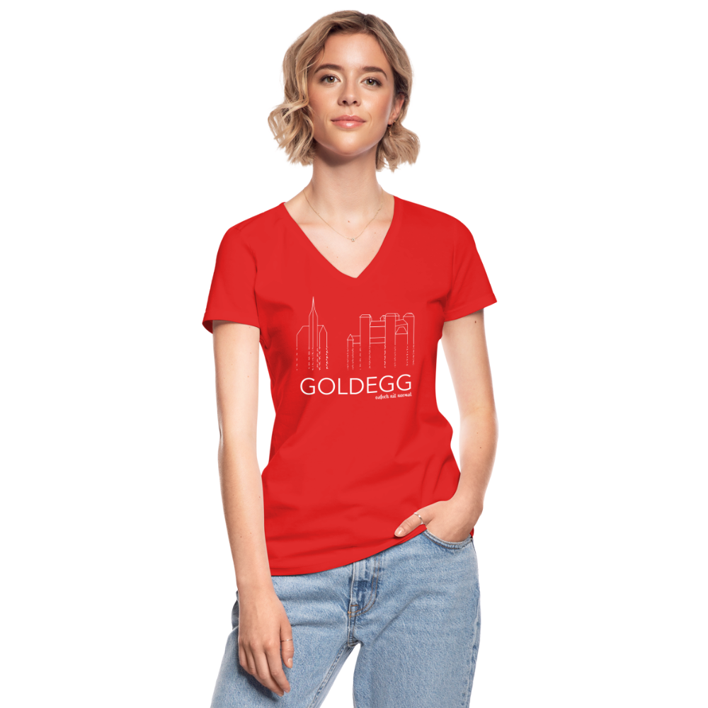 Klassisches Frauen-T-Shirt mit V-Ausschnitt Skyline Goldegg - Rot