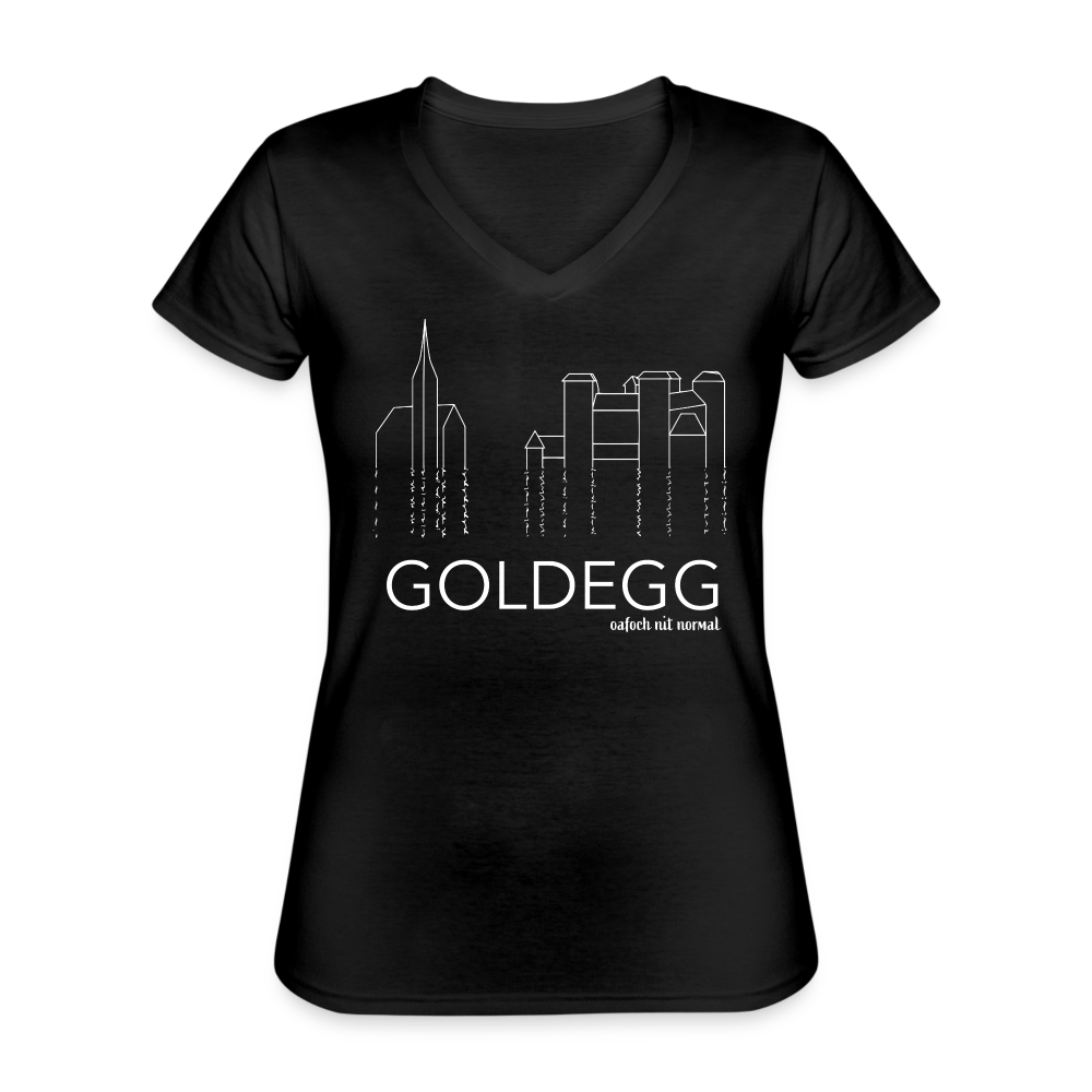 Klassisches Frauen-T-Shirt mit V-Ausschnitt Skyline Goldegg - Schwarz