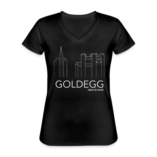 Klassisches Frauen-T-Shirt mit V-Ausschnitt Skyline Goldegg - Schwarz