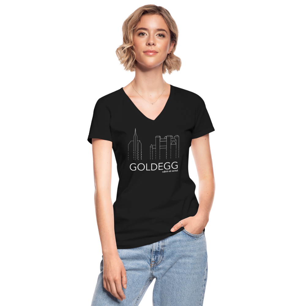 Klassisches Frauen-T-Shirt mit V-Ausschnitt Skyline Goldegg - Schwarz