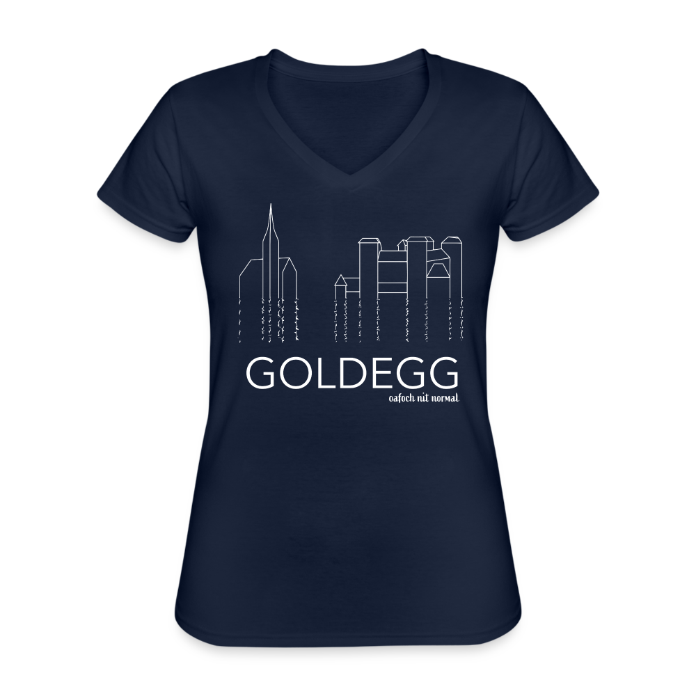 Klassisches Frauen-T-Shirt mit V-Ausschnitt Skyline Goldegg - Navy