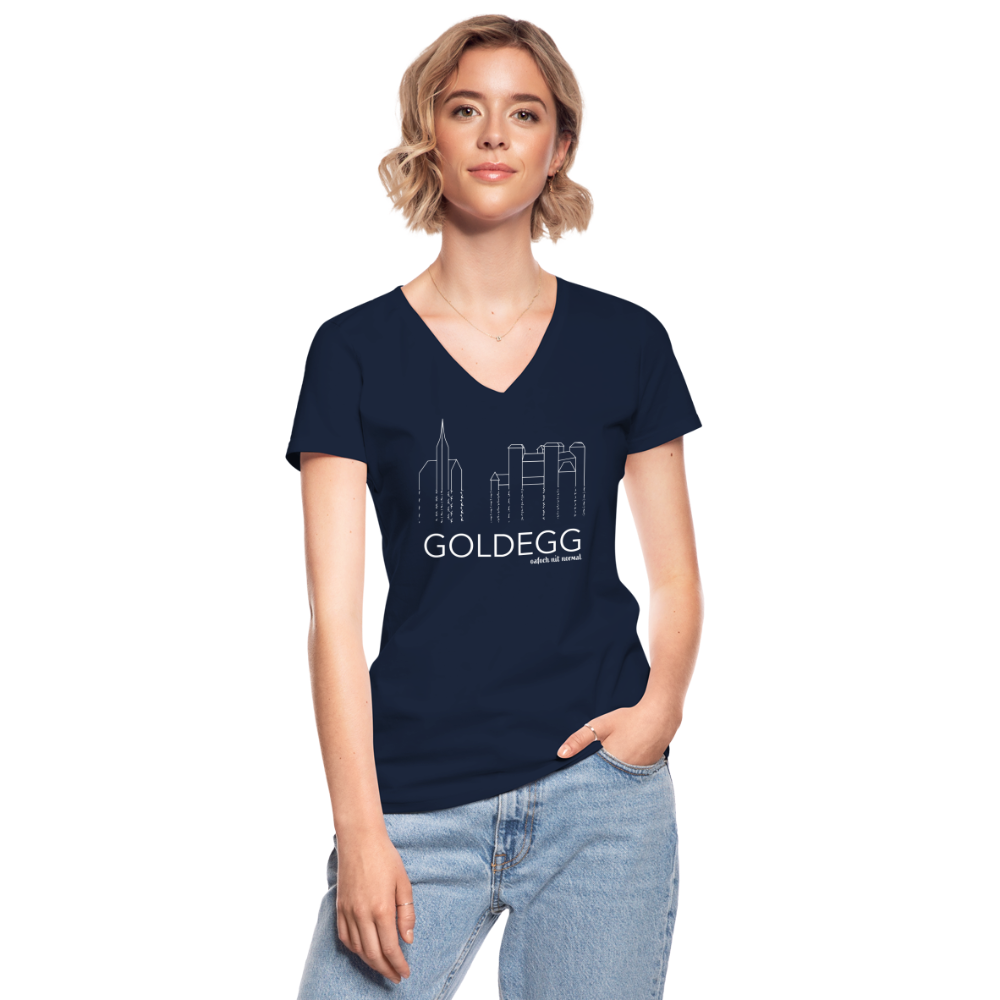 Klassisches Frauen-T-Shirt mit V-Ausschnitt Skyline Goldegg - Navy