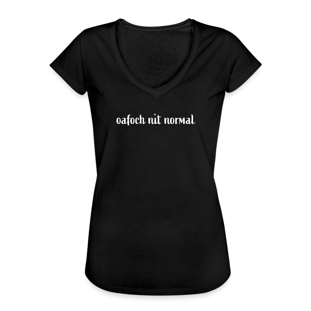 Frauen Vintage T-Shirt oafoch nit normal - rücken Hirsch - Soizburga Style - Schwarz