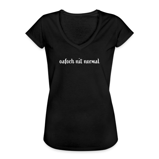 Frauen Vintage T-Shirt oafoch nit normal - rücken Hirsch - Soizburga Style - Schwarz