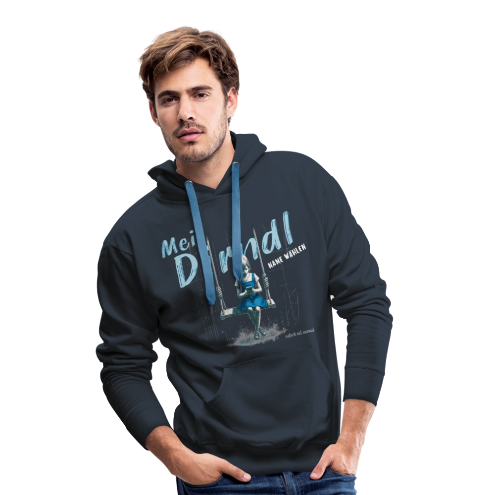 Men’s Premium Hoodie mei Dirndl Schaukel - Soizburga Style SELFTEXT - Navy