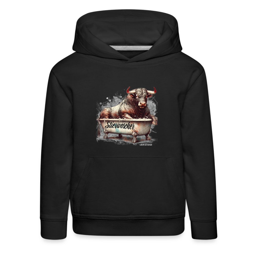 Kinder Premium Hoodie Stierwoscher - Schwarz