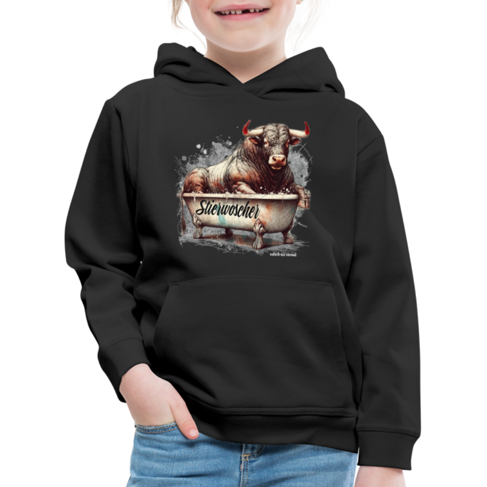 Kinder Premium Hoodie Stierwoscher - Schwarz