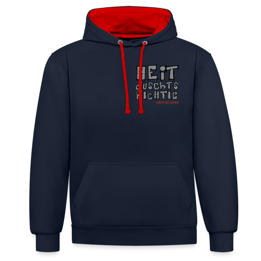 Kontrast-Hoodie Soizburga Style Heit duschts richtig - Navy/Rot