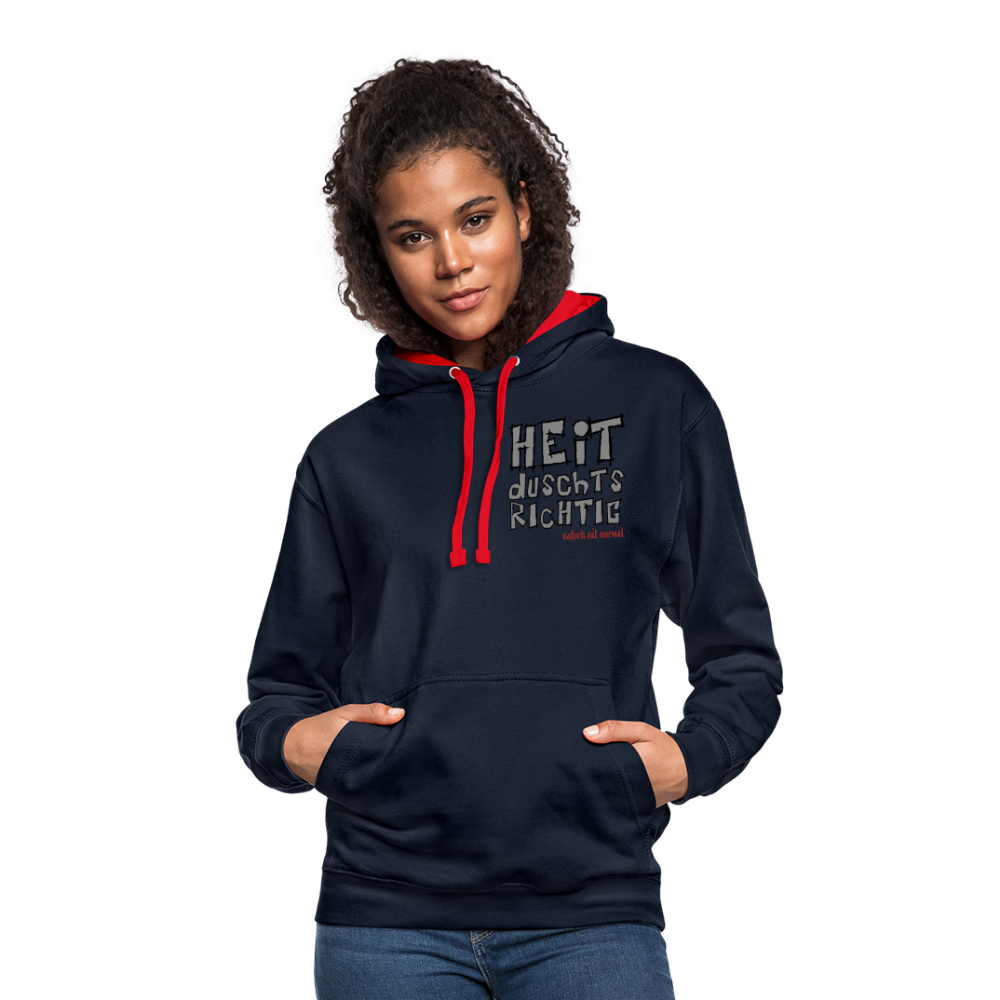 Kontrast-Hoodie Soizburga Style Heit duschts richtig - Navy/Rot