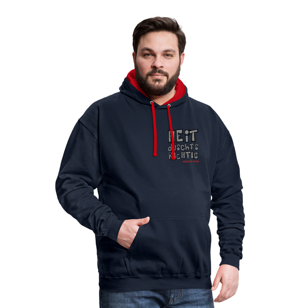 Kontrast-Hoodie Soizburga Style Heit duschts richtig - Navy/Rot