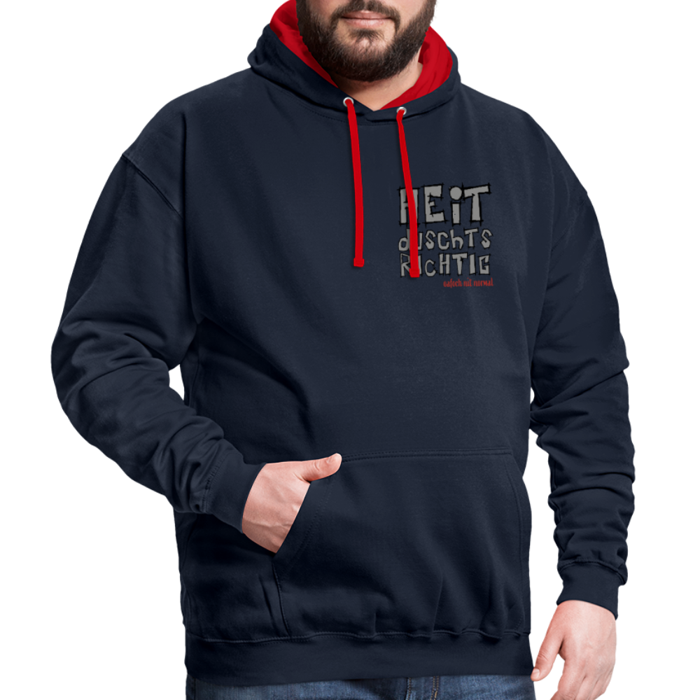 Kontrast-Hoodie Soizburga Style Heit duschts richtig - Navy/Rot