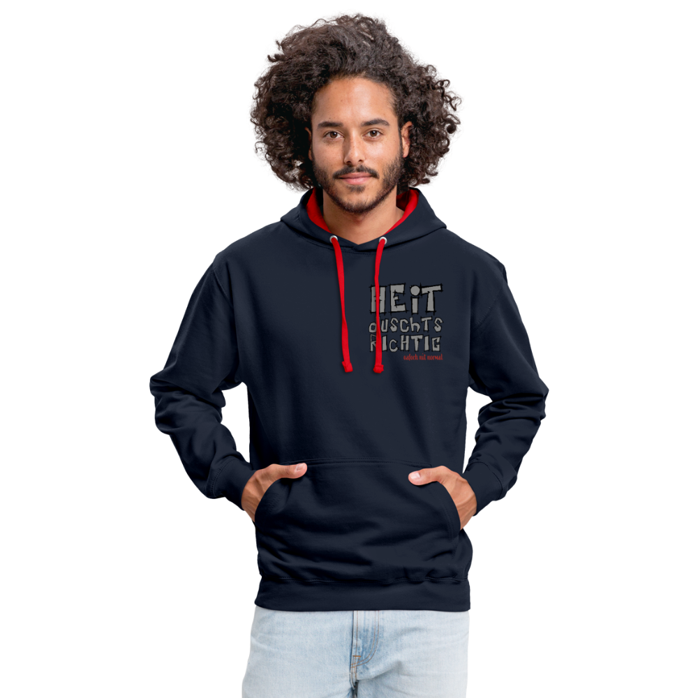 Kontrast-Hoodie Soizburga Style Heit duschts richtig - Navy/Rot
