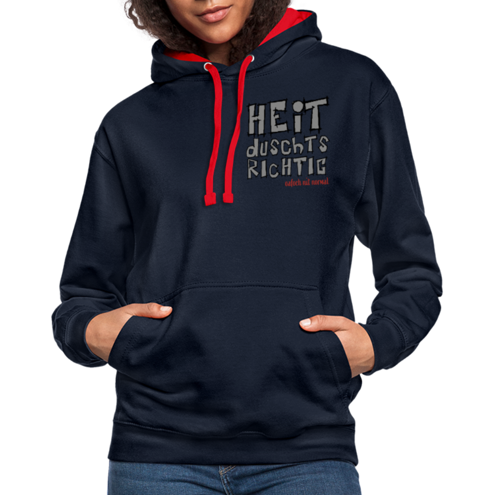 Kontrast-Hoodie Soizburga Style Heit duschts richtig - Navy/Rot