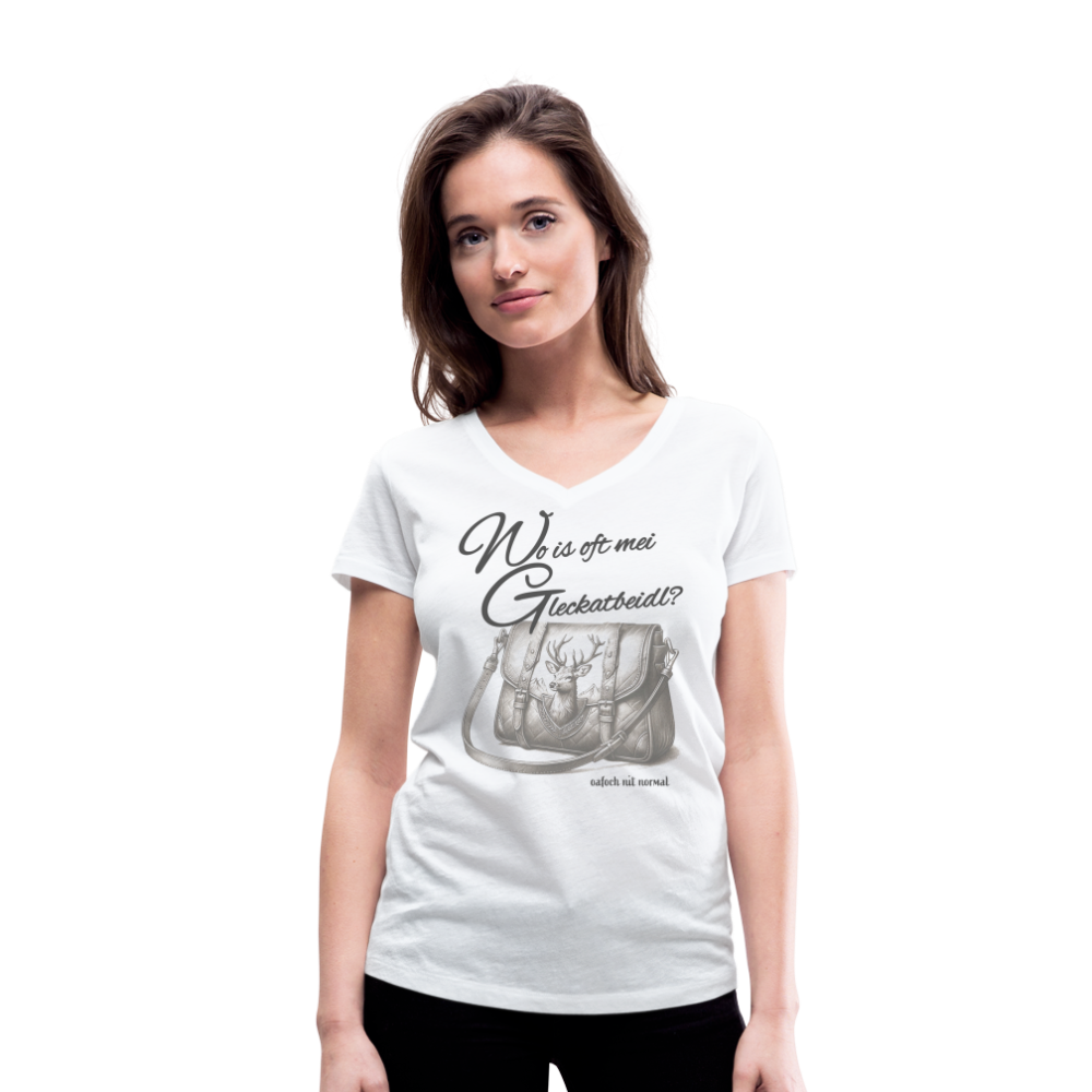 Frauen Damen Bio-T-Shirt mit V-Ausschnitt Soizburga Style Glekat Beidl - weiß