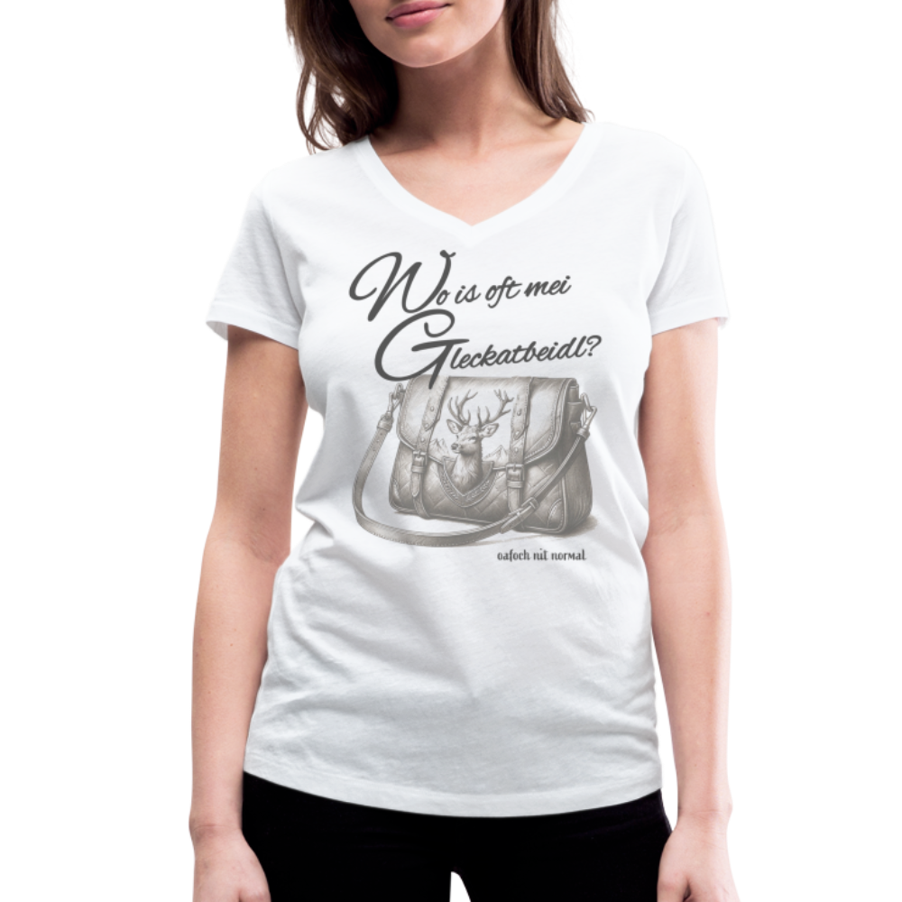 Frauen Damen Bio-T-Shirt mit V-Ausschnitt Soizburga Style Glekat Beidl - weiß