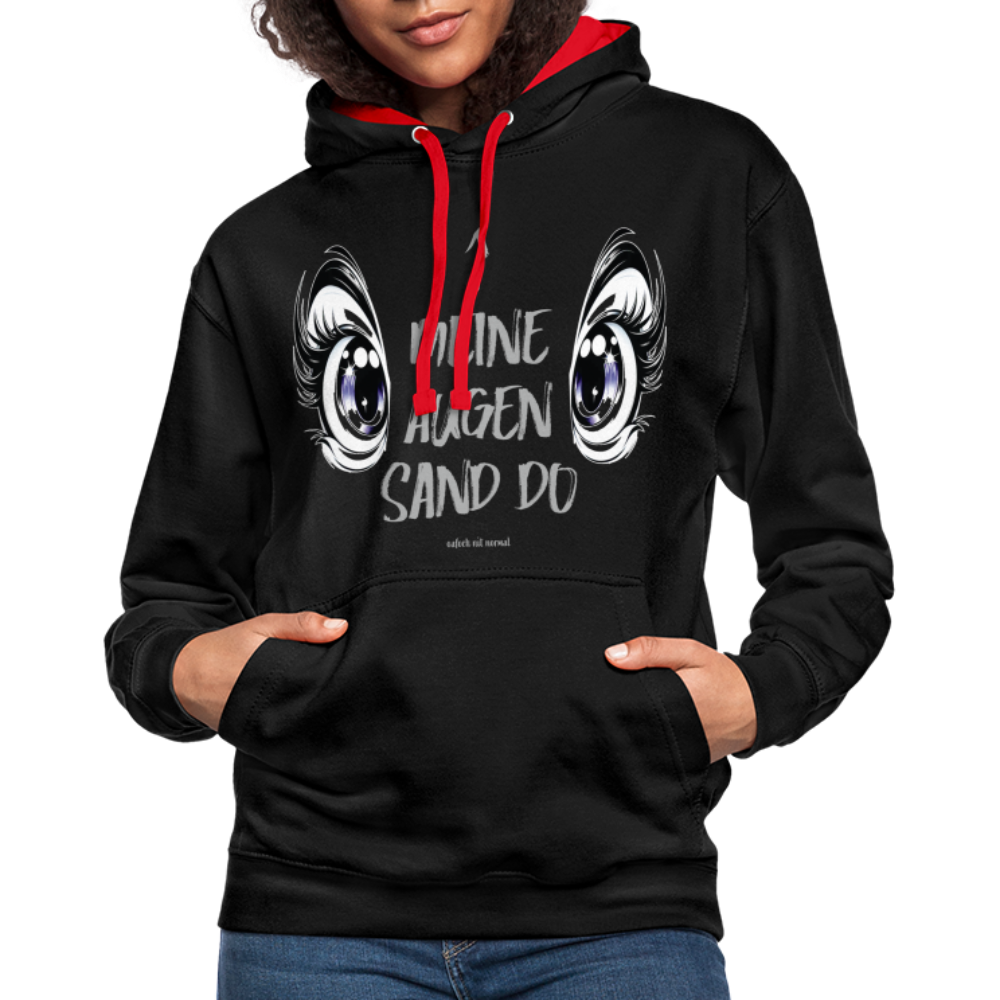 Kontrast-Hoodie "Meine Augen sand do" Soizburga Style - Schwarz/Rot