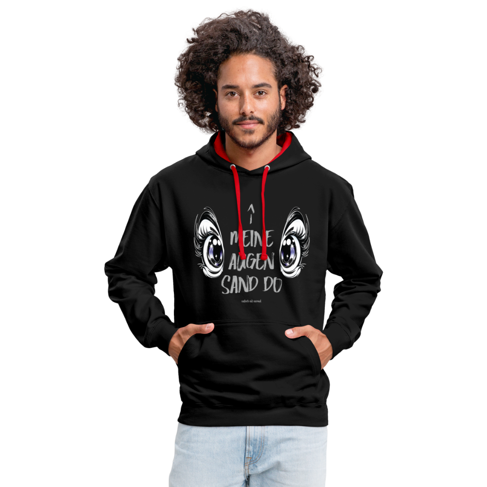 Kontrast-Hoodie "Meine Augen sand do" Soizburga Style - Schwarz/Rot