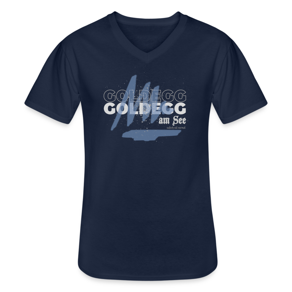 Klassisches Männer-T-Shirt mit V-Ausschnitt - Goldegg am See - Navy