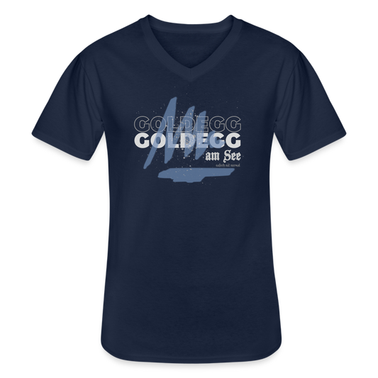 Klassisches Männer-T-Shirt mit V-Ausschnitt - Goldegg am See - Navy